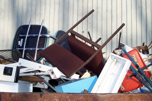 Residential area in Eltham with a placed skip for waste management
